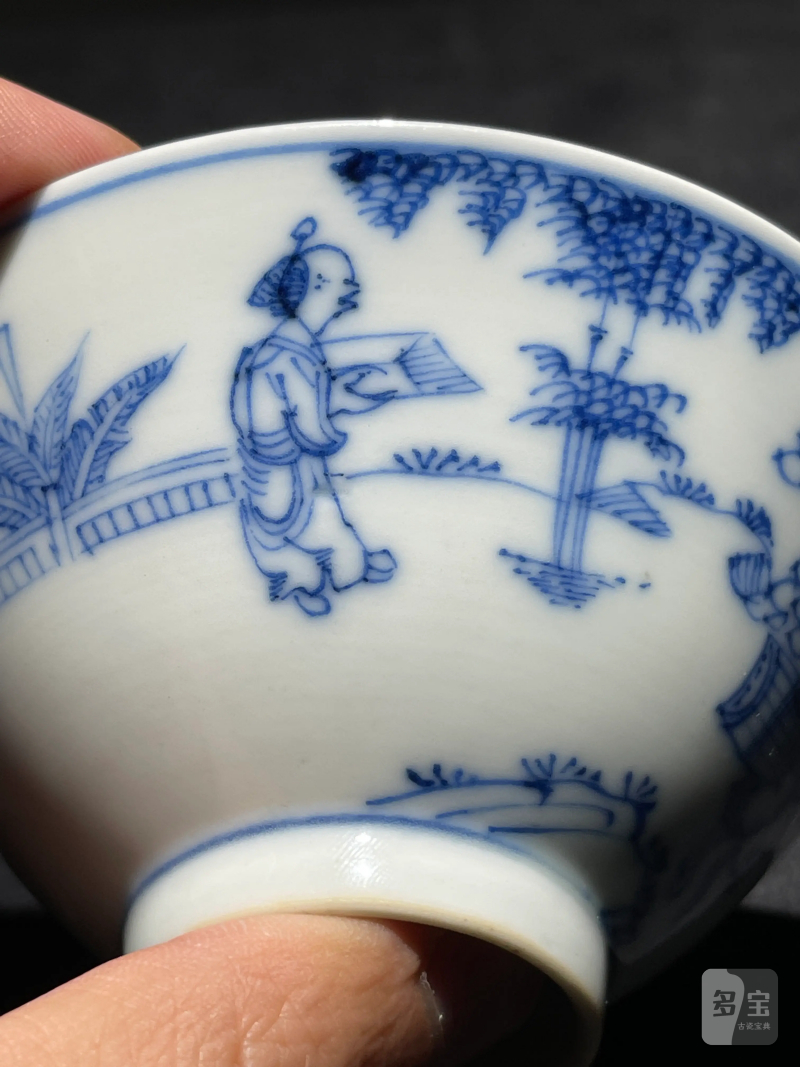 清光绪 青花人物纹斗笠盏 - 图9